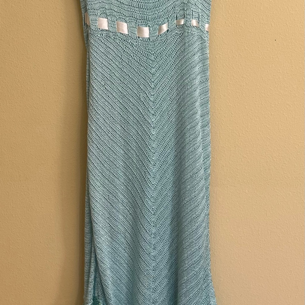 Janine Crochet and Lace Dress. Turquoise. Size M - Picture 3 of 16